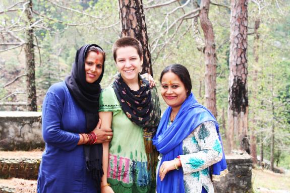 Caucasian woman with two indian women